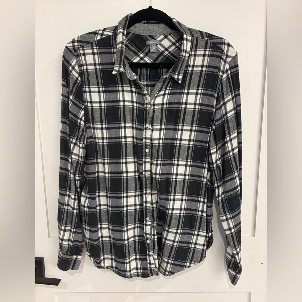 Aerie Blue and White Plaid Shirt